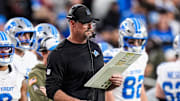 Detroit Lions head coach Dan Campbell watches a play against Washington Commanders during the first half at Northwest Stadium in Landover, Md. on Sunday, November 9, 2025.