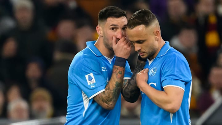 Matteo Politano and Stanislav Lobotka of SSC Napoli talk... Matteo Politano and Stanislav Lobotka of SSC Napoli talk...