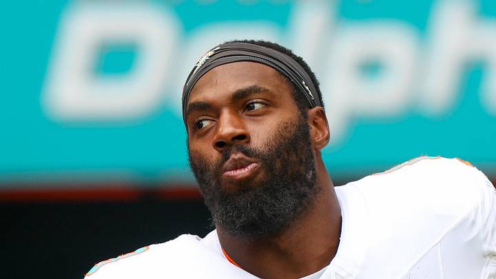 Sep 14, 2025; Miami Gardens, Florida, USA; Miami Dolphins linebacker Matthew Judon (8) is introduced for a game against the New England Patriots at Hard Rock Stadium. Mandatory Credit: Nathan Ray Seebeck-Imagn Images