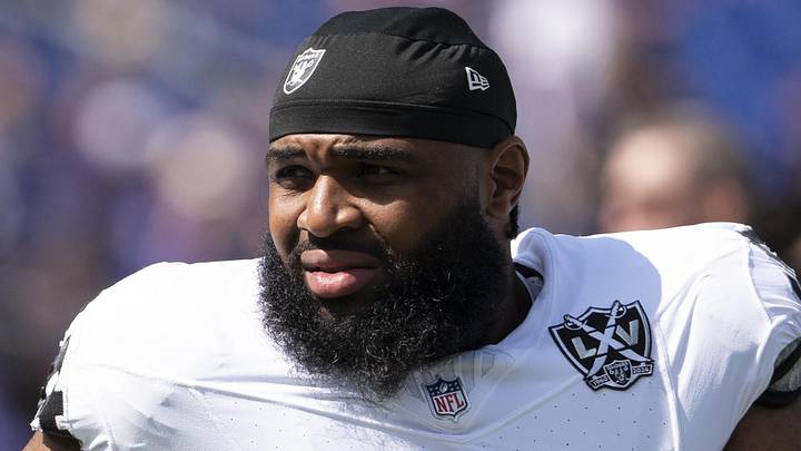 Sep 15, 2024; Baltimore, Maryland, USA;  Las Vegas Raiders defensive tackle Christian Wilkins (94) before the game against the Baltimore Ravens at M&T Bank Stadium. Mandatory Credit: Tommy Gilligan-Imagn Images
