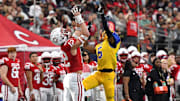 Carthage's Carson Crawford makes a catch during the 4A DII UIL Texas State Football Championship game against Waco La Vega on Friday, December 20, 2024 at AT&T Stadium in Arlington.