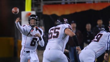Dec 29, 2006; Tempe, AZ, USA; Texas Tech Red Raiders quarterback (6) Graham Harrell against the Minnesota Golden Gophers during the Insight Bowl at Sun Devil Stadium in Tempe. Mandatory Credit: Mark J. Rebilas-Imagn Images Copyright © 2006 Mark J. Rebilas



