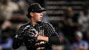 Vanderbilt pitcher Luke Guth winds up for a pitch in Thursday night's SEC game against Kentucky at Hawkins Field.