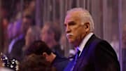 Dec 3, 2019; Sunrise, FL, USA; Florida Panthers head coach Joel Quenneville looks on during the first period against the Minnesota Wild at BB&T Center. Mandatory Credit: Jasen Vinlove-Imagn Images