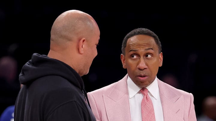 Stephen A. Smith talks to Knicks assistant coach Rick Brunson during the playoffs. Stephen A. Smith talks to Knicks assistant coach Rick Brunson during the playoffs.