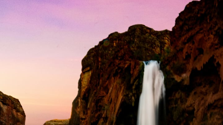 Combining a colorful sunset and a waterfall like Havasupai falls. It’s magical.