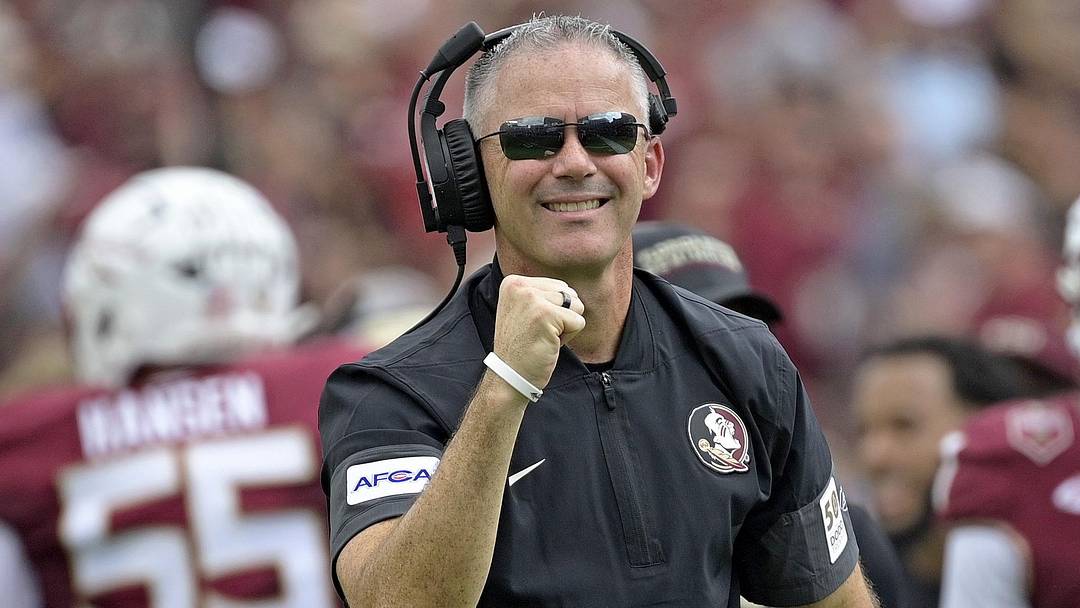 Sep 20, 2025; Tallahassee, Florida, USA; Florida State Seminoles head coach Mike Norvell reacts after a touchdown during the first half against the Kent State Golden Flashes at Doak S. Campbell Stadium. Mandatory Credit: Melina Myers-Imagn Images Sep 20, 2025; Tallahassee, Florida, USA; Florida State Seminoles head coach Mike Norvell reacts after a touchdown during the first half against the Kent State Golden Flashes at Doak S. Campbell Stadium. Mandatory Credit: Melina Myers-Imagn Images
