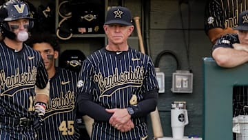 Vanderbilt head coach Tim Corbin watches his team face Louisville during the second inning at Hawkins Field in Nashville, Tenn., Tuesday, May 7, 2024.