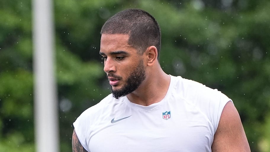 Detroit Lions defensive end Ahmed Hassanein. | Junfu Han / USA TODAY NETWORK via Imagn Images
