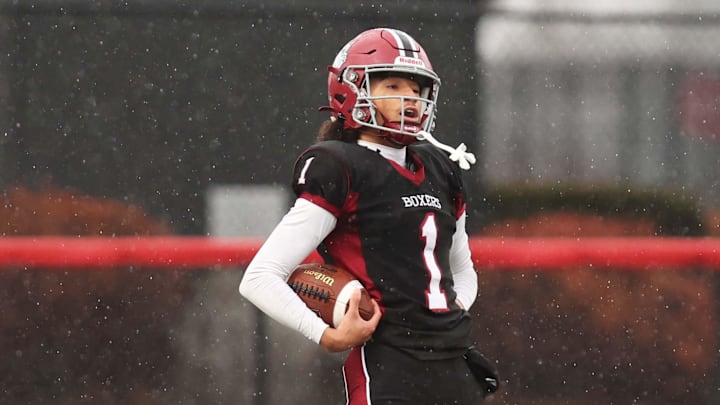 Brockton High School's Marcio Semedo celebrates against Bridgewater-Raynham Regional High School during a game on Thursday, Nov. 28, 2024.