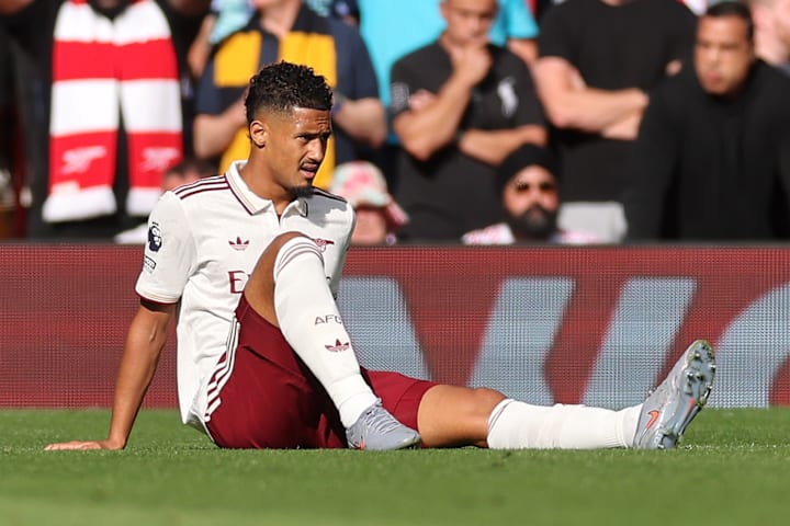 William Saliba looking pained.