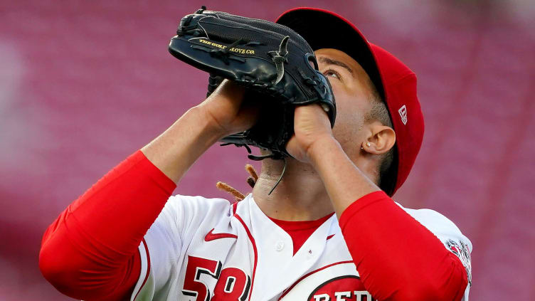 Cincinnati Reds starting pitcher Luis Castillo (58) walks off the mound.