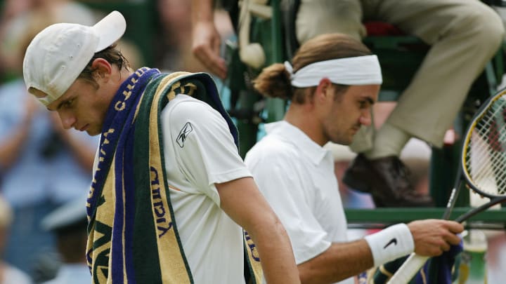 Andy Roddick and Roger Federer at Wimbledon