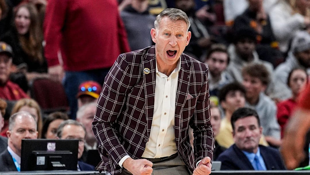 Alabama head coach Nate Oats reacts to a play against Michigan during the second half of NCAA Tournament Sweet 16 round at United Center in Chicago on Friday, March 27, 2026. Alabama head coach Nate Oats reacts to a play against Michigan during the second half of NCAA Tournament Sweet 16 round at United Center in Chicago on Friday, March 27, 2026.