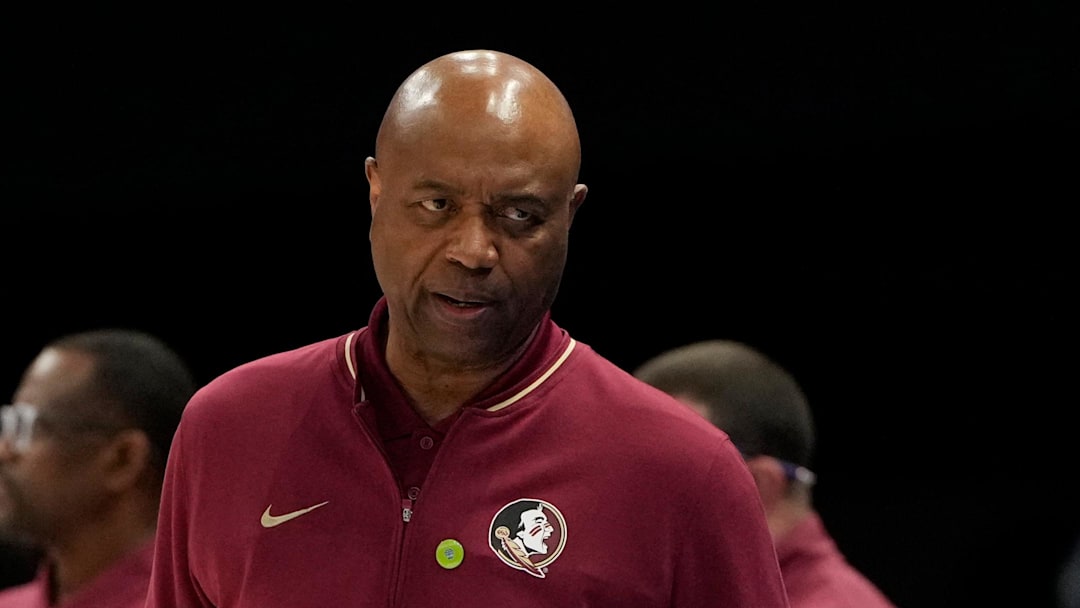 Mar 11, 2025; Charlotte, NC, USA; Florida State Seminoles head coach Leonard Hamilton reacts in the second half at Spectrum Center. Mandatory Credit: Bob Donnan-Imagn Images Mar 11, 2025; Charlotte, NC, USA; Florida State Seminoles head coach Leonard Hamilton reacts in the second half at Spectrum Center. Mandatory Credit: Bob Donnan-Imagn Images