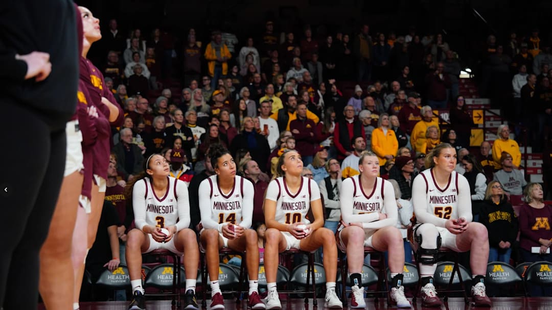 The Gophers' starting lineup waiting to be announced against USC earlier this season. The Gophers' starting lineup waiting to be announced against USC earlier this season.