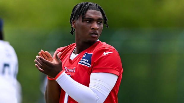 Tennessee Titans quarterback Cam Ward at camp