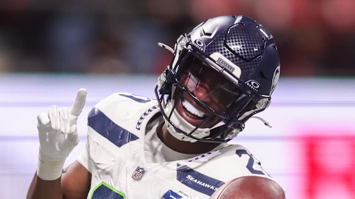  Seattle Seahawks cornerback Devon Witherspoon celebrates