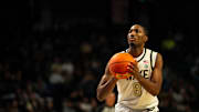 Mekhi Mason at the free-throw line for Wake Forest