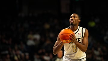 Mekhi Mason at the free-throw line for Wake Forest