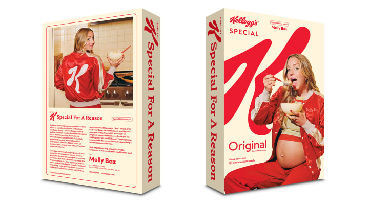 Molly Baz becomes first pregnant woman on a cereal box - credit: Special K