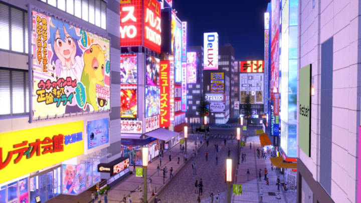 Shinjuku at night in Digimon Story Time Stranger