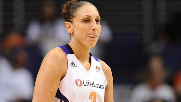 Sep 29, 2013; Phoenix, AZ, USA; Phoenix Mercury guard Diana Taurasi (3) walks on the court during the game against the Minnesota Lynx at US Airways Center. The Lynx defeated the Mercury 72-65. Mandatory Credit: Jennifer Stewart-Imagn Images