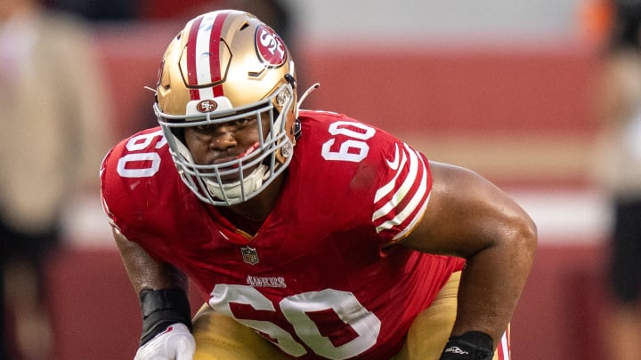 August 19, 2023; Santa Clara, California, USA; San Francisco 49ers guard Ilm Manning (60) during the fourth quarter against the Denver Broncos at Levi's Stadium.