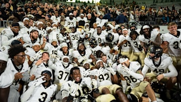 Wake Forest celebrates with fans after knocking off Virginia 