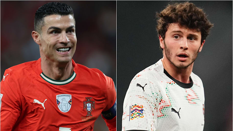 Cristiano Ronaldo and João Neves in action for Portugal’s national team. 