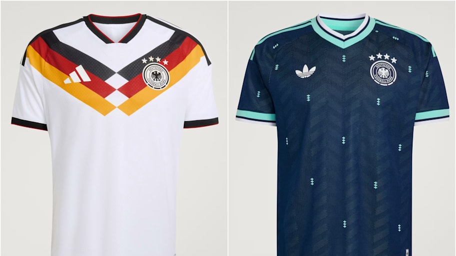 Germany’s home and away kits for the 2026 World Cup. 