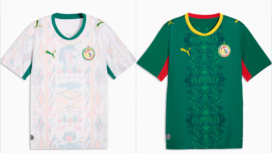Senegal’s home and away 2026 World Cup jerseys. 