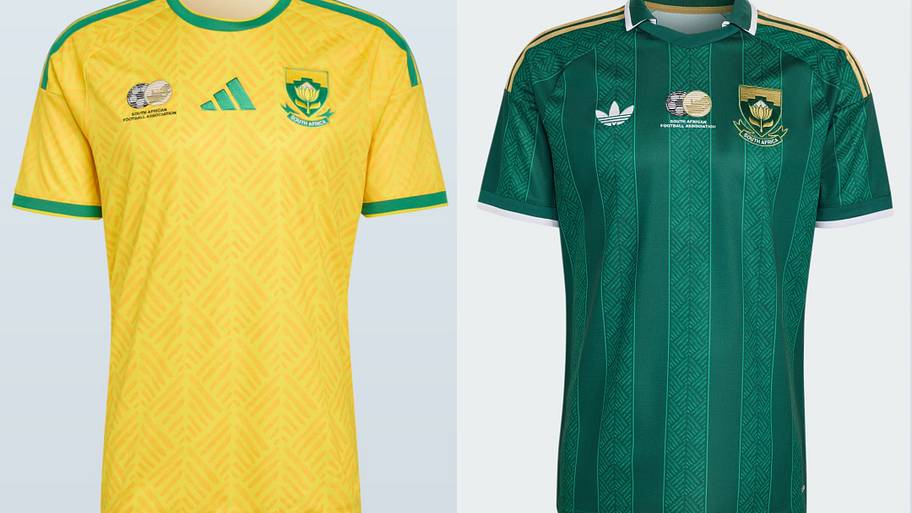 South Africa’s home and away jerseys for the 2026 World Cup. 