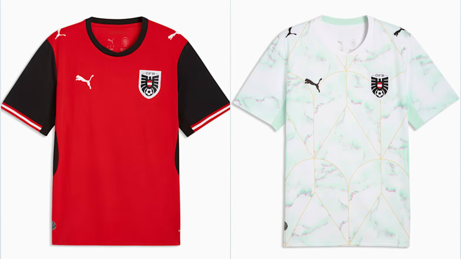 Austria’s 2026 World Cup home and away jerseys. 