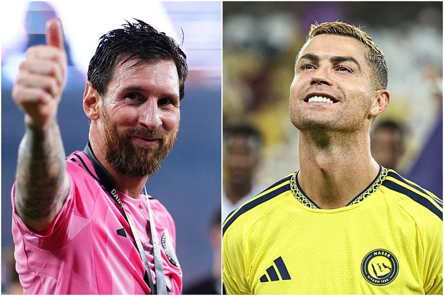 messi thumbs up, ronaldo smiling