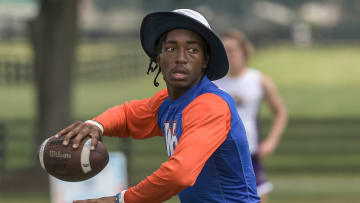West Orange High School Warriors    Trever Jackson throws the ball at the Florida High School 7v7 Association state championship in The Villages on Friday, June 24, 2022. [PAUL RYAN / CORRESPONDENT]

Florida High School 7v7 Association State Championship