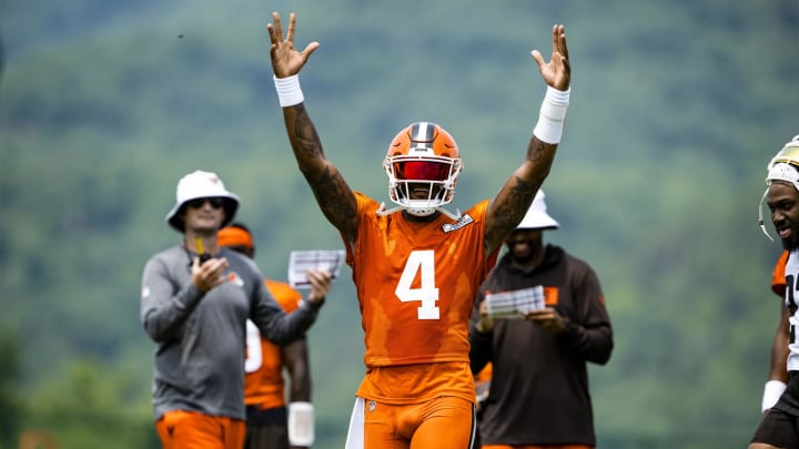 Browns Quarterback Deshaun Watson during Browns training camp July 27, 2024