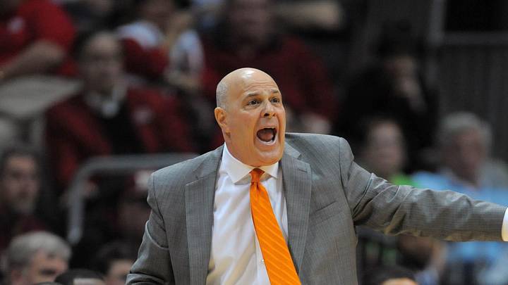 Mar 9, 2012; Atlanta, GA, USA; Virginia Tech Hokies head coach Seth Greenberg reacts on the sideline against the Duke Blue Devils in the first half during the quarter-finals of  the 2012 ACC Men's Basketball Tournament at Philips Arena. Mandatory Credit: Bob Donnan-Imagn Images