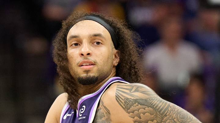 Apr 10, 2026; Sacramento, California, USA; Current Boston Celtics and former Sacramento Kings guard Devin Carter (22) runs back on defense against the Golden State Warriors during the fourth quarter at Golden 1 Center. Mandatory Credit: Robert Edwards-Imagn Images