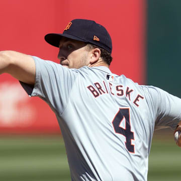 Detroit Tigers starting pitcher Beau Brieske (4) delivers a pitch against the Oakland Athletics during the first inning at Oakland-Alameda County Coliseum on Sept 8.