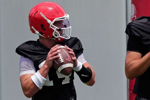 Georgia quarterback Gunner Stockton at the first day of fall practice.