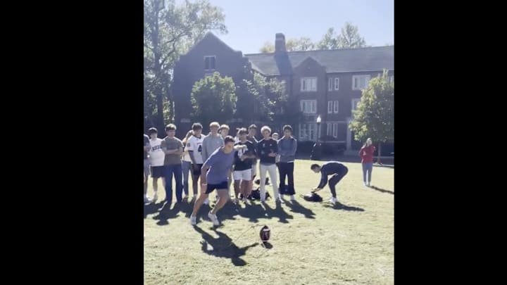 Vanderbilt students prepare for Pat McAfee's field goal challenge before College GameDay comes to campus. Vanderbilt students prepare for Pat McAfee's field goal challenge before College GameDay comes to campus.