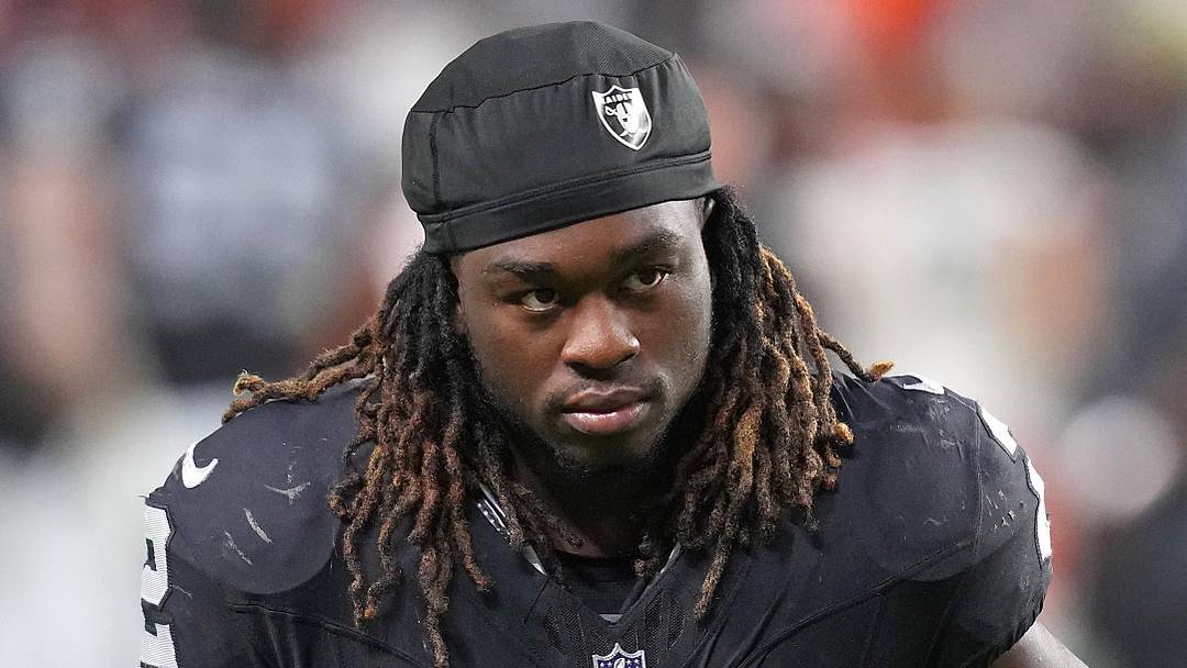 Las Vegas Raiders running back Ashton Jeanty walks off the field after a game against the Cleveland Browns.
