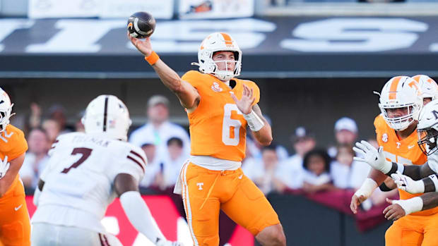 Tennessee quarterback Joey Aguilar found redemption late in the win over Mississippi State after a few early miscues.