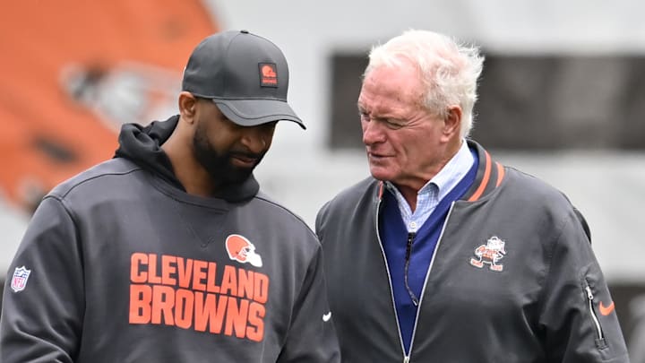 Cleveland Browns GM Andrew Berry, left, with owner Jimmy Haslam.