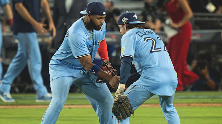 Vladimir Guerrero, left, and Ernie Clement both had big hits for Toronto in Game 4. Vladimir Guerrero, left, and Ernie Clement both had big hits for Toronto in Game 4.