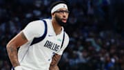 Oct 22, 2025; Dallas, Texas, USA;  Dallas Mavericks forward Anthony Davis (3) dribbles during the game against the San Antonio Spurs at American Airlines Center. Mandatory Credit: Kevin Jairaj-Imagn Images