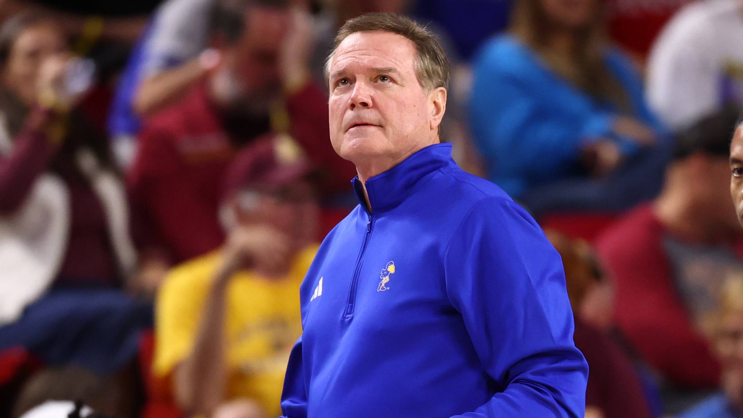 Mar 3, 2026; Tempe, Arizona, USA; Kansas Jayhawks head coach Bill Self against the Arizona State Sun Devils at Desert Financial Arena. Mandatory Credit: Mark J. Rebilas-Imagn Images | IMAGN IMAGES via Reuters Connect