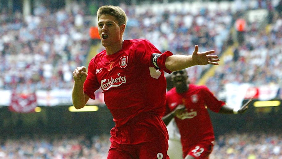 Steven Gerrard celebrates scoring in the 2006 FA Cup final.