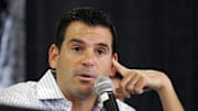Feb. 10, 2007; Miami, FL, USA; Marlins president David Samson answers questions about a new stadium deal during a Town Meeting at Fanfest;